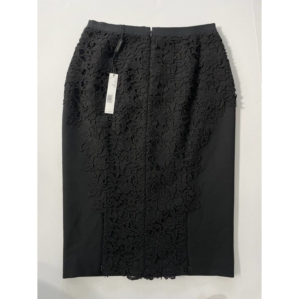 Elie Tahari Black Lace-Overlay Pencil Skirt